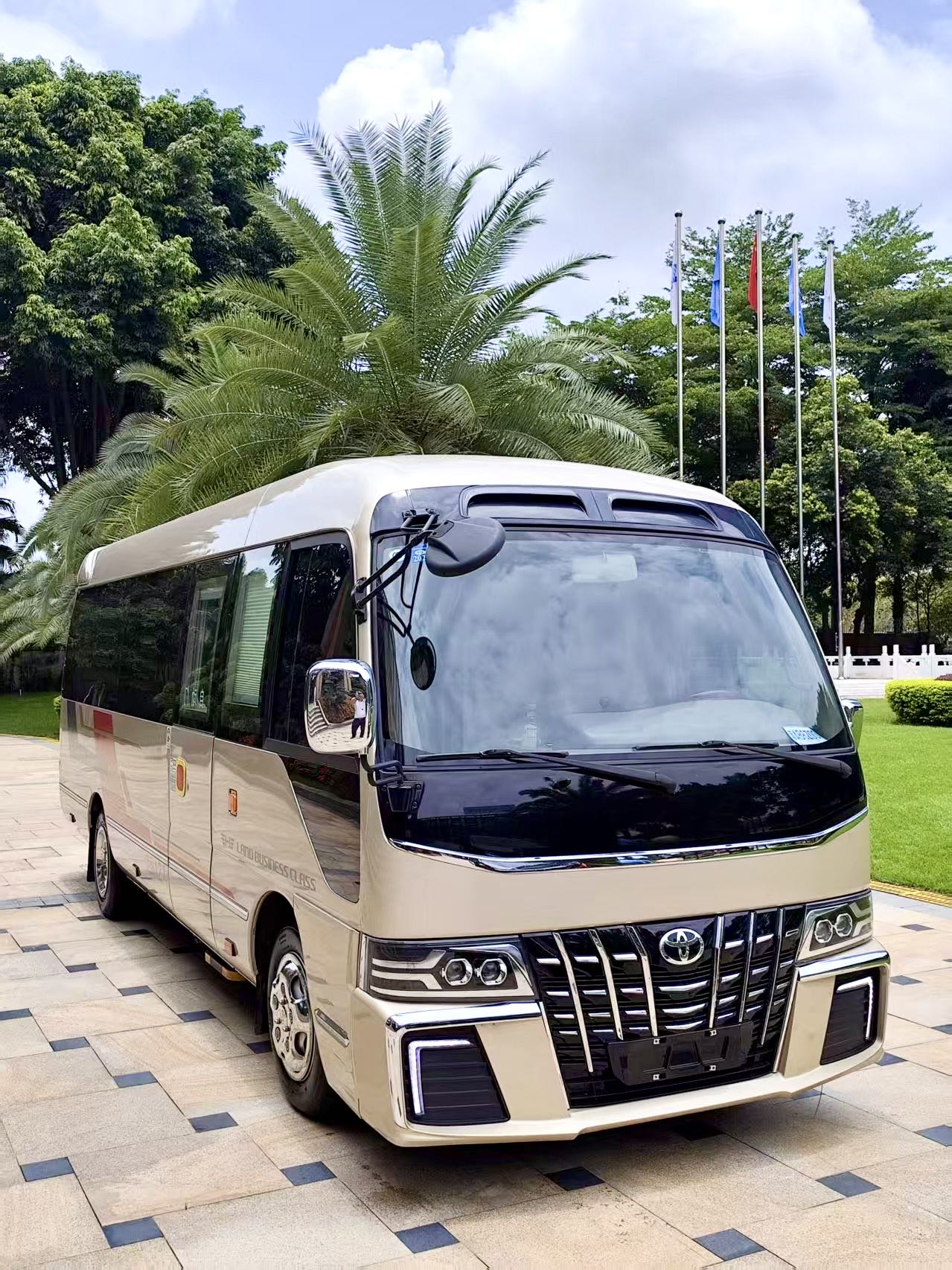 12–16-seat luxury Toyota Coaster exterior